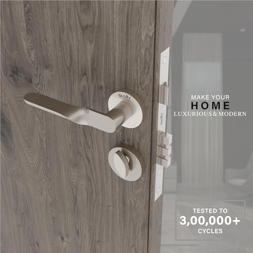 Image of GLOXY Mortise Door Locks for Main Door Lock Handle Set with Brass Lock Body Set with 3 Key Main Door Locks for Kitchen Balcony| Satin Finish (2 Years Warranty, Pack of 1)