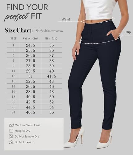 Image of Hybrid & Company Women's Work Chino Pants | Super comfy stretch fabric, flat front design, tailored fit, suitable for office, work, casual wear, and everyday comfort