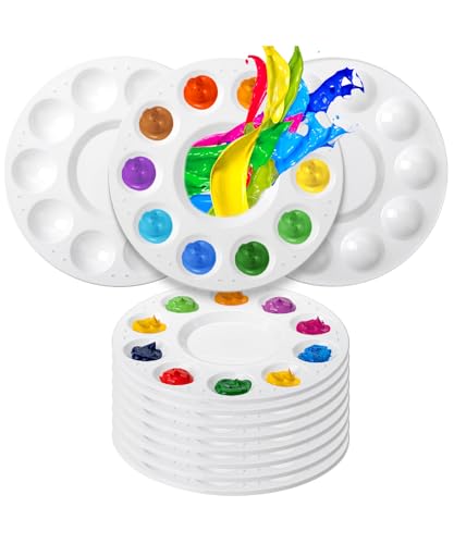 Image of Mr. Pen- Round Paint Tray Palettes, 8 Pack | Plastic White Palettes for Students, Kids, Paint Holder, DIY Craft Class, Painting