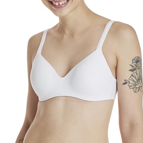 Hanes Ultimate Women's ComfortBlend T-Shirt Wirefree Bra DHHU03, White Micro Dot, 40B