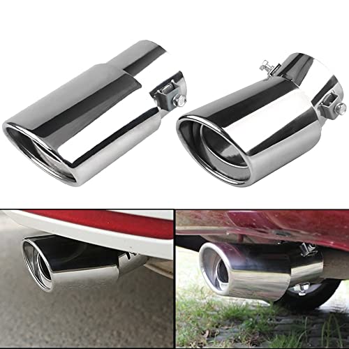 Punta de escape universal de acero inoxidable redondo plateado para coche 3