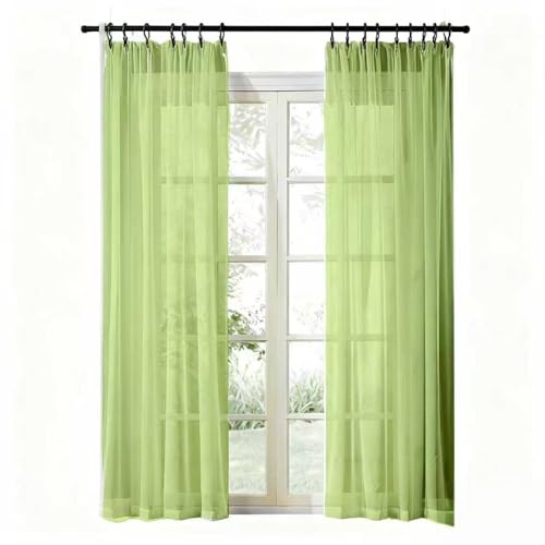 Paquete de 2 Cortinas Transparentes, 230 x 100 cm Lavables a máquina (compatibles con Bolsas de Malla). Filtran la luz y Son Decorativas para Dormitorio, Sala de Estar, hogar y Oficina., Verde