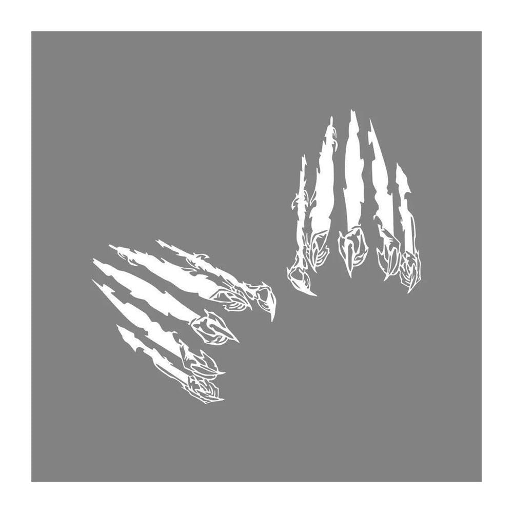 Car Beast Claw Paw Print Scratch Marks Stickers Decals for BOD(Glossy White,25cmx20cm)