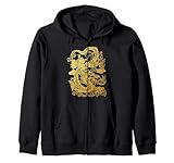 Dragón mítico chino asiático dorado Sudadera con Capucha