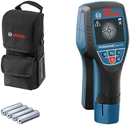 Bosch Professional Rilevatore D-tect 120 (rilevamento max. tubi in plastica/sottostrutture in legno/cavi sotto tensione/metalli magnetici e non magnetici: 60/38/60/120/120 mm, borsa protettiva)