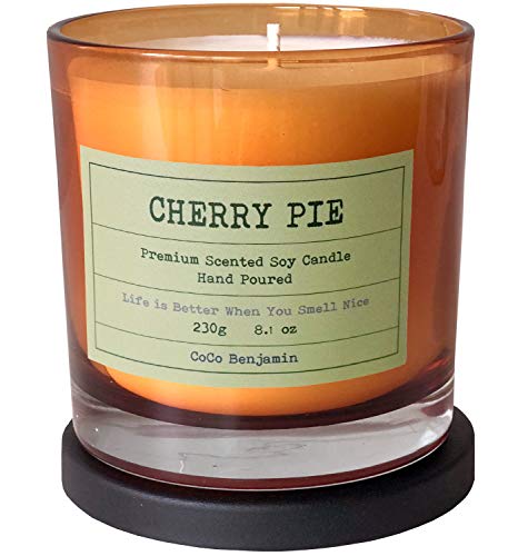 100% Soy, Highly Scented, Hand Poured Soy Candle, 8.1 Oz (Cherry Pie) #TOP9