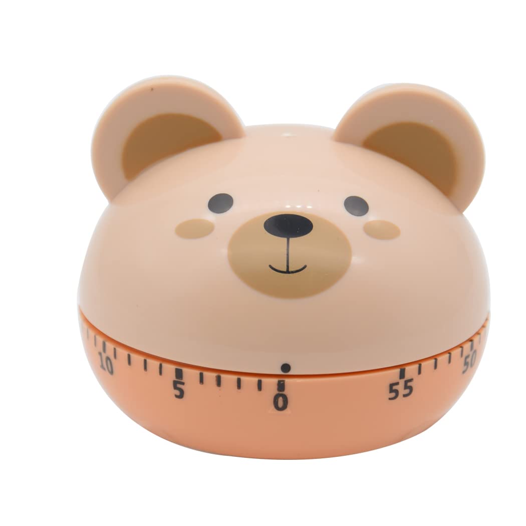 Hoshen Kitchen Food Cooking Mechanical Timer, Learning Time Manager, Manual Timer, Cartoon Animal Shape，Bear