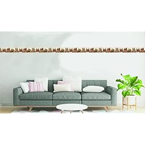 Dundee Deco DDAZBD9161 Peel and Stick Wallpaper Border Country Maroon Furniture Wall Border Retro Design 15 ft x 7 in 457m x 1778cm Self Adhesive