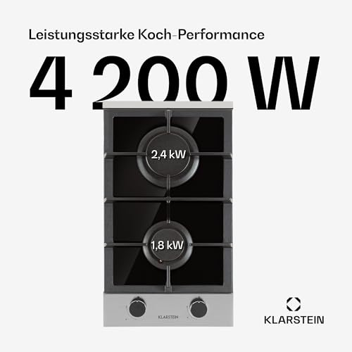 Klarstein Gaskocher 2-Flammig, 4,2 kW Einbau-Gaskocher für Innenbereich, für Wohnmobil, 2-Flammiger Moderner Einbau Gasherd, Zwei Brenner Gas Herd – Bild 4
