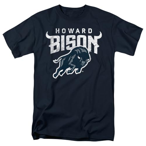 Howard University Distressed Primary Unisex Adult T Shirt Navy Medium