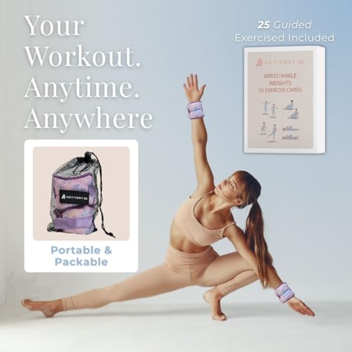 Image of Wrist & Ankle Weights for Women, Ideal for Fitness Workout, Gym, Pilates, Dance, or Yoga, Includes Exercise Guide & Mesh Travel Bag, 1 Pair, 1 Lb Each, Pink Zebra Print