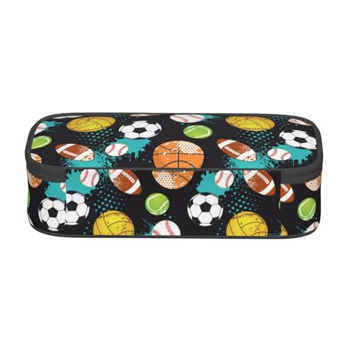 Image of Sport Cool Ball Pattern Pencil Case Big Capacity Storage Pencil Pouch Stationery Bags With Zipper Portable Pen Holder Box Organizer For Boys Girls Teens Student College School Office Supplies
