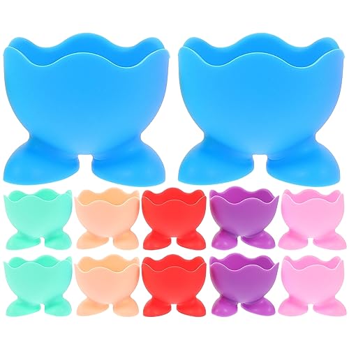 PRETYZOOM 12Pcs Silicone Egg Holders Mixed Color Egg Cup Holder for Home Storage and Easter Decorations for Boiled Eggs and Table Displays