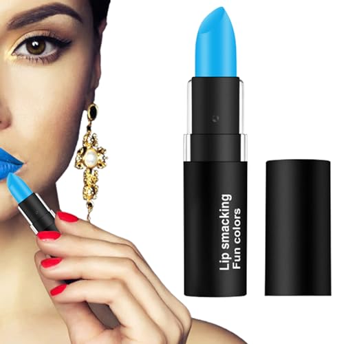 Barra de labios, barra de labios mate, resistente al agua, larga duración, de de terciopelo, taza antiadherente, no se decolora, de hidratante portátil, brillo, azul cielo