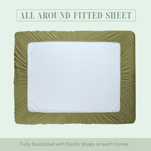 Image of Elegant Comfort Luxury 1500 Premium Hotel Quality Microfiber 4-Piece Sheet Set - Soft, All Around Elastic 18-24 Inches Deep Fitted Sheet - Extra Deep Pocket Sheets, Full, Sage /Green