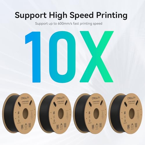 Image of Creality Hyper PLA Filament 1.75mm, 30-600mm /s High Speed 3D Printer Filament, Dimensional Accuracy + /-0.02mm, Fit Most FDM 3D Printers, 4 Pack 1kg Spool(2.2lbs), Black