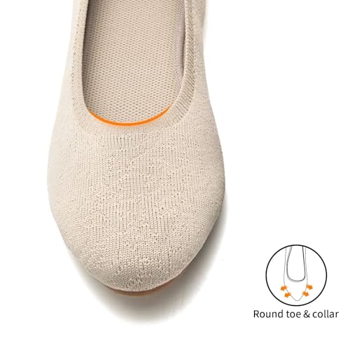 Image of Puxowe Women's Ballet Flats Breathable Knit Slip On Comfortable Round Toe Walking Shoes with Arch Support Insole for Work