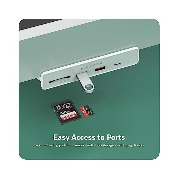 HyperDrive 6in1 USB Hub Adapter: HDMI 4K60Hz, USB-C 10Gbps, 2 USB-A 10Gbps, SD UHS-I, MicroSD UHS-I for iMac 2021 24 inch - Image 3