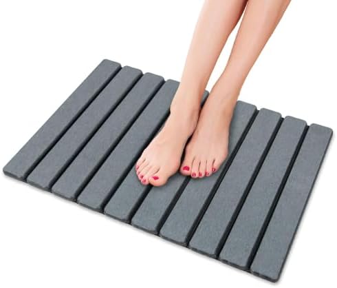 Alfombra de baño plegable, natural tierra de diatomeas antideslizante, rápido secado, super absorbente, 60x39 cm, alfombrilla de ducha para baño, casa y cocina