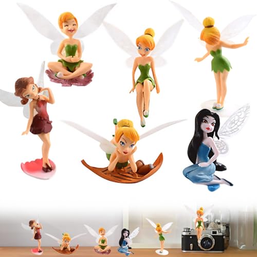 BLLREMIPSUR 6 PCS Mini Fairies Figurine for Fairy Garden Resin Miniatures Fairies Ornaments Tiny Fairy for Birthday Cake Decoration