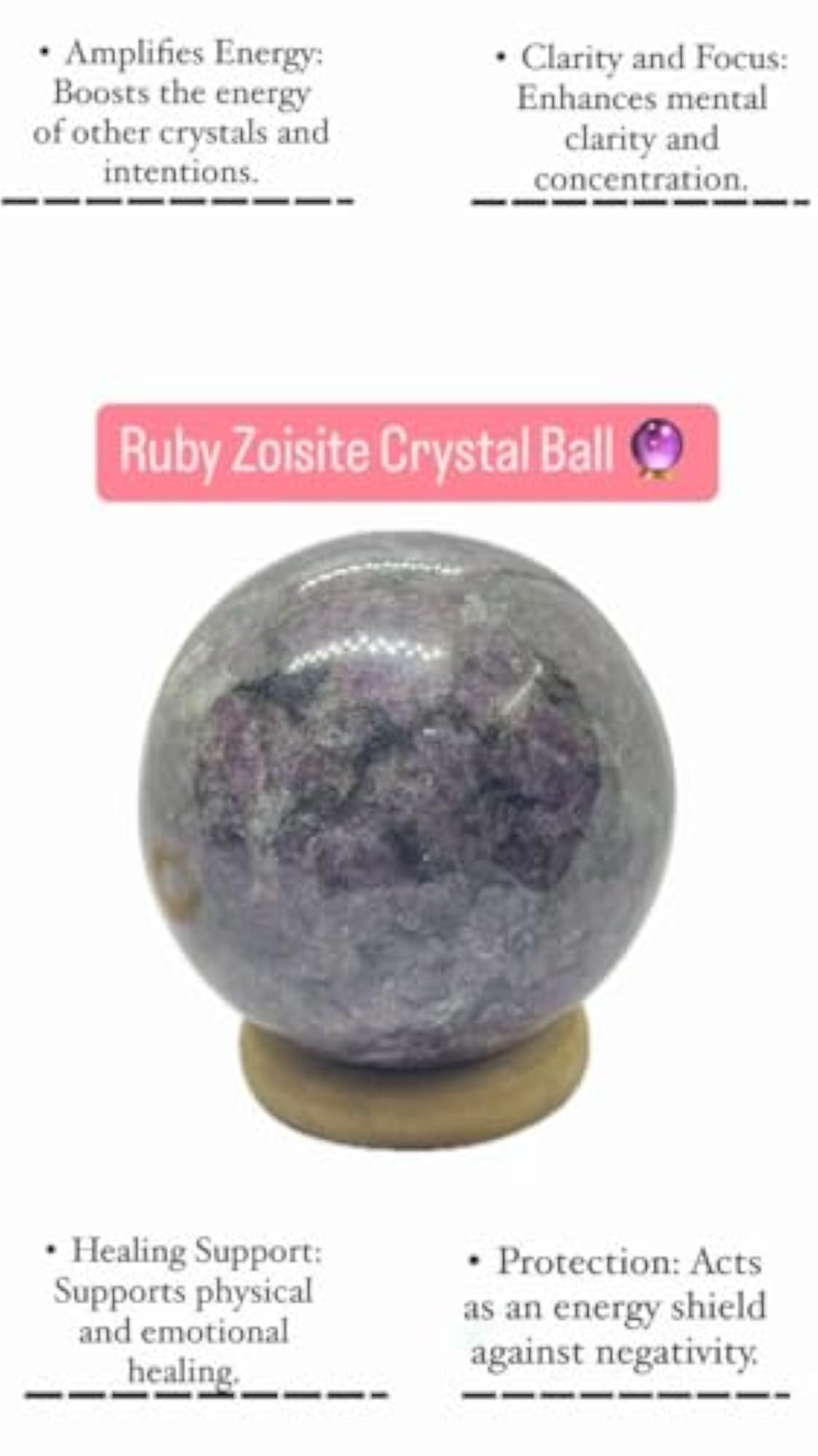 Natural Ruby Zoisite Sphere Ball for Home Decor, 250-300g