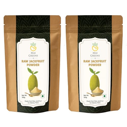 Image of Maigreens Raw Jackfruit Powder 300g - Low GI, Diabetic-Friendly Flour | Rich in Fibre, Natural & Vegan | Ideal for Cooking, Baking & Smoothies (Pack of 2 150g Each)