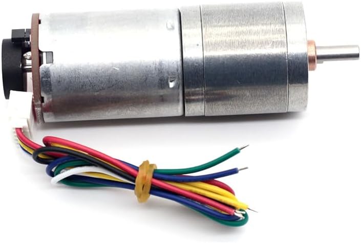 AOLONG JGA25-370B 12V 25mm 8.6-977RPM Diameter Micro DC Encoder Motor All Metal Gear - (Speed(RPM): 41, Voltage(V): 12V)