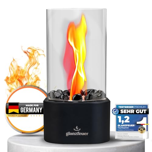 Glanzfeuer Tischfeuer Indoor & Outdoor – Extra Lange Brenndauer – Dekoratives Kamin-Set – Geschenkidee für Garten & Wohnung