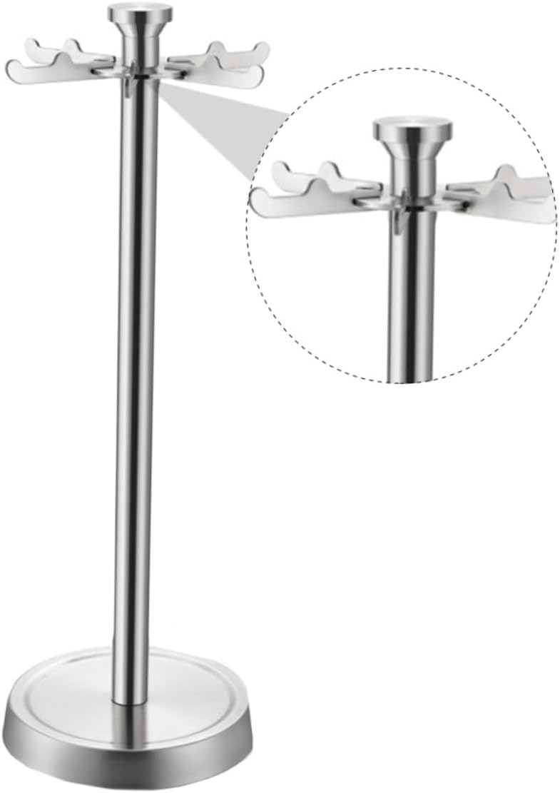 Stainless Steel Kitchen Rack with 6 Hooks Utensil Holder and Spatula Organizer Floor-standing Kitchen Storage Rack for Cooking Tools and Shovel Hook