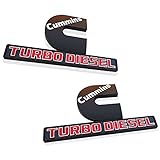 2Pcs Cummins Turbo Diesel Emblems 3D Decal Badges Replacement for Ram 2500 3500 Nameplate Emblem Mopar (Black red)