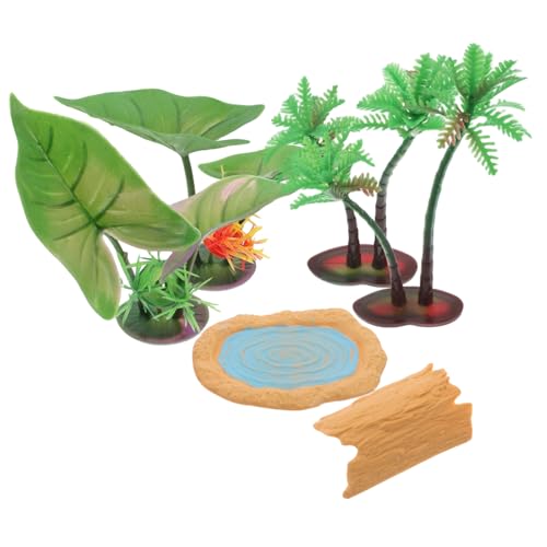 Sosoport Juego de Accesorios para Estanque de Zen Hojas de Flotantes Miniatura Árboles y Bloques de Madera Decoración de para Estanques de Peces 22g