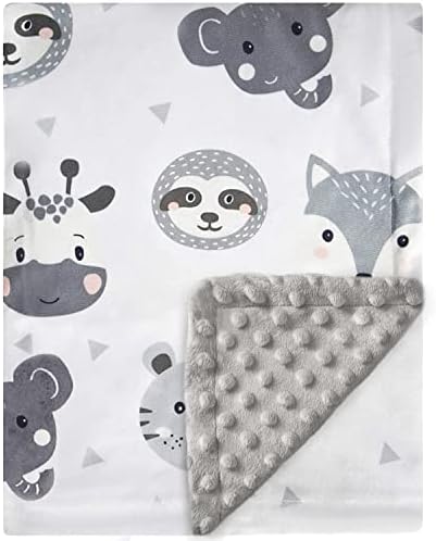 BEILIMU Baby Blanket Super Soft Plush with Double Layer Dotted Backing, Lovely Brown Animals Printed Unisex Design Receiving Blanket, 30x40 Inch