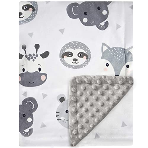Image of BEILIMU Baby Blanket Super Soft Plush with Double Layer Dotted Backing, Lovely Brown Animals Printed Unisex Design Receiving Blanket, 30x40 Inch