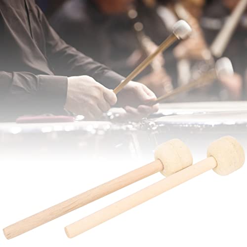 2Pcs Drum Tool Drum Stick, Baquetas de Percusión con Mango de Madera y Cabeza de Lana, Accesorios para Banda de Instrumentos de Percusión miniatura 4