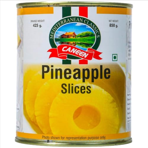 Image of CANEEN Pineapple Slices (850g) | Juicy & Sweet, Ideal for Desserts, Salads & Snacking | (Pack of 1)