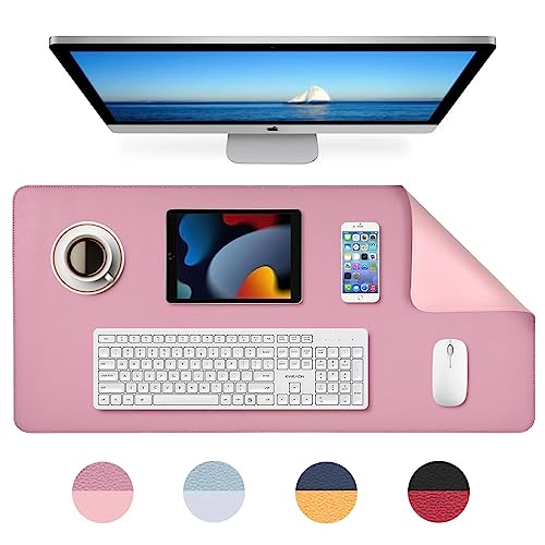 MumdoYAL Tapete de Escritorio, Alfombrilla de ratón, Desk Mat, tapete Impermeable de PU, 80 x 40 cm, Ideal para Oficina o hogar, de Doble Cara (Rosa、Lila)