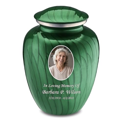 Image of Geturns Embrace Adult Personalized Picture Cremation Urns for Human Ashes I Large Photo Pearl Green Funeral Urn for Men and Women I 200 lbs