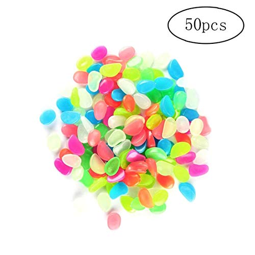 50 Pcs Luminous Stone Glow Rocks Garden Fish Tank Glowing Stones for Outdoor Fairy Garden Yard Landscape Walkways Driveway Potted Plant - Color Mixing