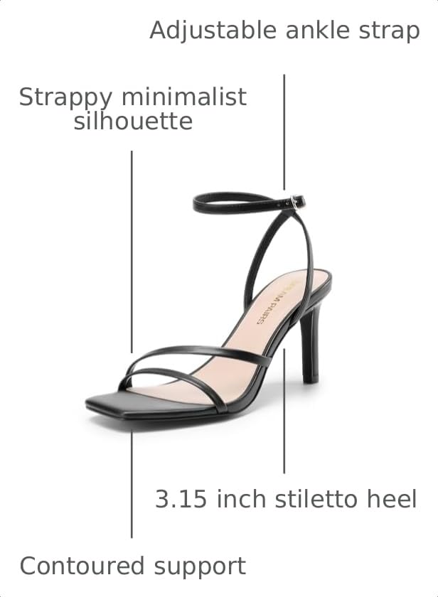 Image of DREAM PAIRS Women's Comfort Sexy Strappy Stiletto Heels | Square Open Toe Adjustable Ankle Buckle Strap High Dress Heels, Elegant Heeled Pumps for Party, Wedding and Prom Occasions