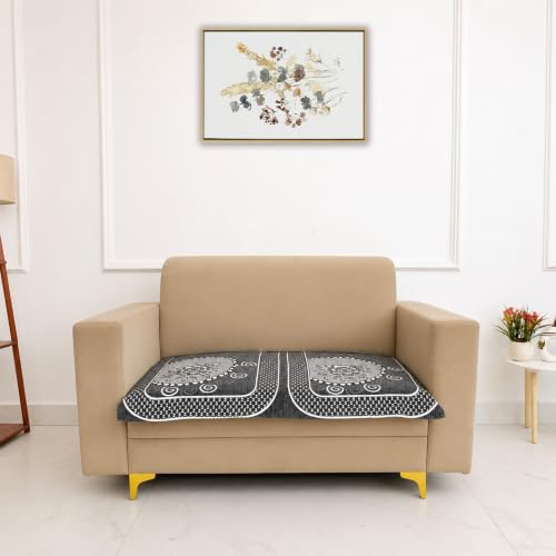 Image of Homerz Premium Chenille Fabric Sofa Cover | Soft, Durable & Dustproof | Decorative Couch Cover (Solitaire Grey, 2 Seater, Only Seat Cover)