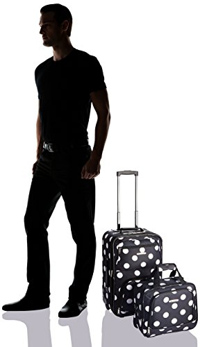 Rockland Fashion Softside Upright Luggage Set, Black Dot, 2-Piece (14/19)