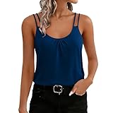 Workout Tank Tops for Women Racerback Sleeveless Yoga Top Loose Fit Gym Shirt Running Athletic Tanks Solid Color Top Navy S