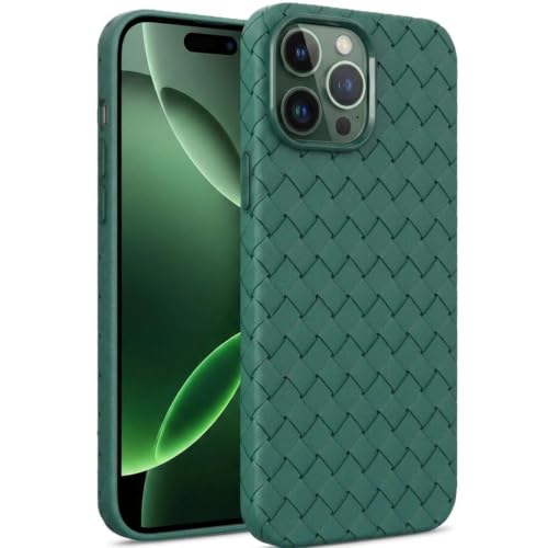 Coque iPhone 15 Pro tressée Callyue : élégance respirante et haute protection verte