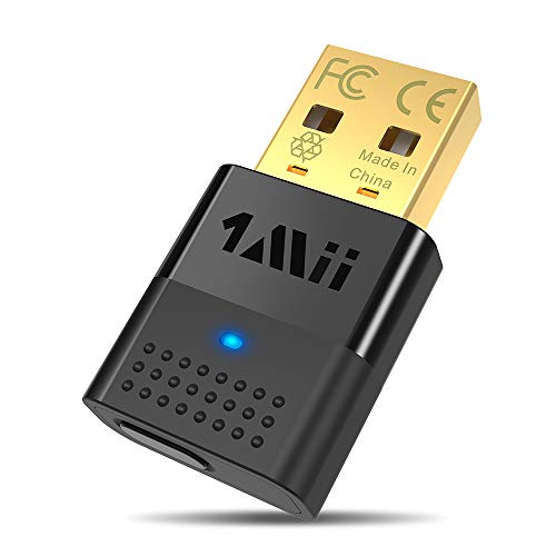 1Mii オーディオ Bluetooth USB トランスミッター 5.0 ブルートゥース アダプター ドライブのインストール不要 PC／MAC／PS4／tvからBluetoothイヤホンに音声を発信する用 超小型 高音質 低遅延 対応 2台同時接続 送信機 アダプタ (金 B10-JP)