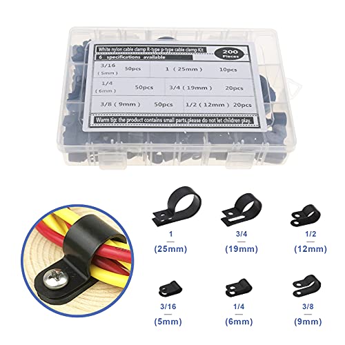 200 pz Nylon Nero Plastica P Clip Vite Montaggio