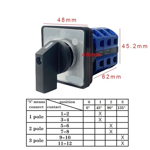 Interruptor de cambio LW26-25/3 de leva giratoria con 3 niveles y 25A 2