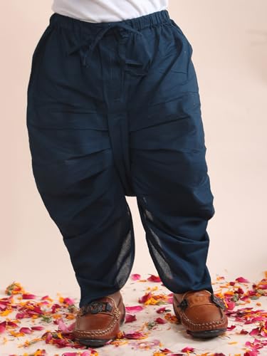 Image of POLKA TOTS Premium Cotton Dhoti Kurta Set for Kids Boys | Traditional Angrakha Style Ethnic Wear for Boys | Kurta Dhoti Set for Kids | Festive & Wedding Clothing Set for Baby