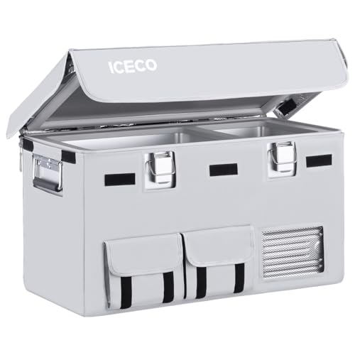 Image of ICECO APL35 Dual Zone 12V Refrigerator with Cover, Aluminum Portable Freezer,Car Fridge with Secop Nano Compressor, -4℉~68℉, 12 /24V DC, 100-240V AC for Car, Outdoor, Camping, RV, Truck, Boat, 37 Quart