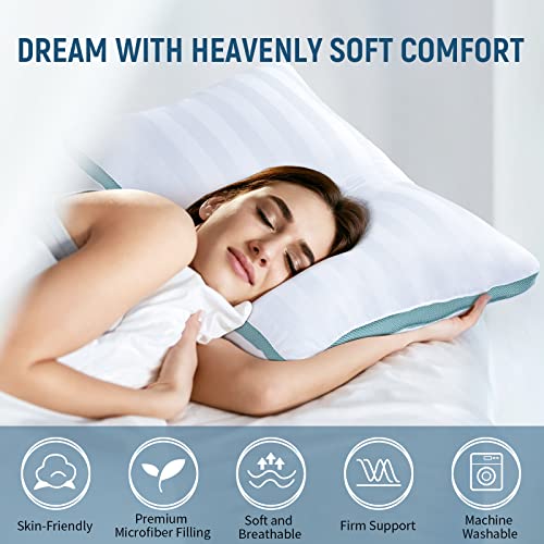 Cozary Hotel Collection Bed Pillows For Sleeping 2 Pack Queen Size, Super Soft Hypoallergenic Gusseted Pillows For Side And Back Sleepers, Down Alternative Cooling Pillow, 20" X 30" #TOP4