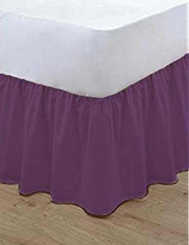Gold Star Bedding Plain Dyed Poly Cotton Soft Frilled Base Valance Sheets Bed Sheets Covers (Plum, Double)